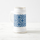 Boho Pattern in Blue – Elegant & Bold Bierglas (Vorderseite Links)