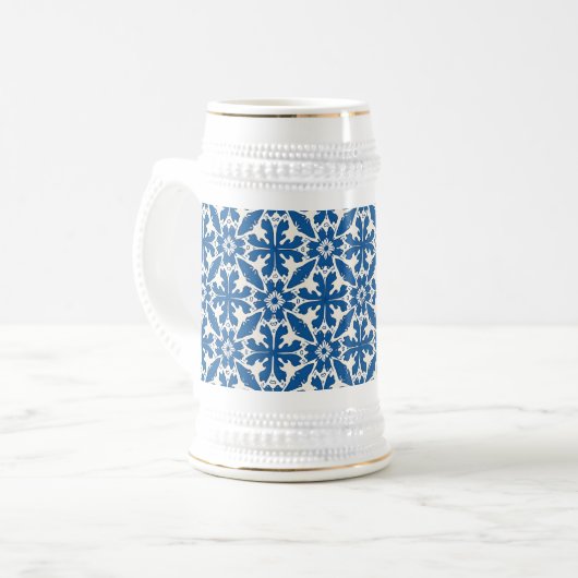 Boho Pattern in Blue – Elegant & Bold Bierglas (Vorderseite Links)