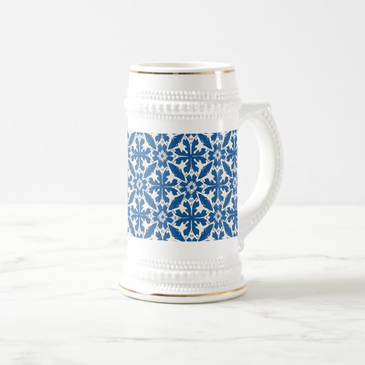 Boho Pattern in Blue – Elegant & Bold Bierglas (VorderseiteRechts)