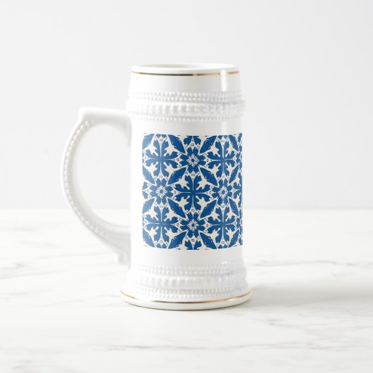 Boho Pattern in Blue – Elegant & Bold Bierglas (Links)