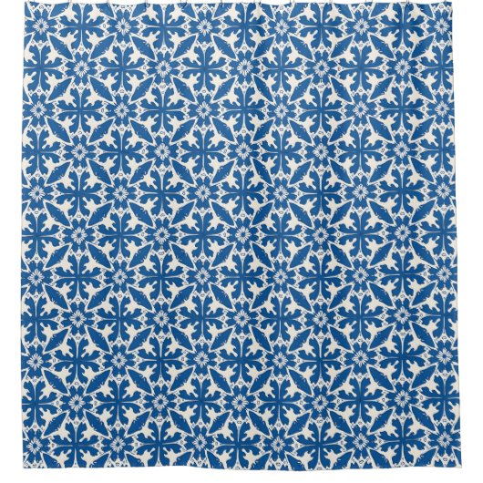 Boho Pattern in Blue – Elegant & Bold Duschvorhang (Vorderseite)