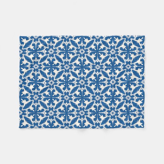 Boho Pattern in Blue – Elegant & Bold Fleecedecke (Vorderseite (Horizontal))