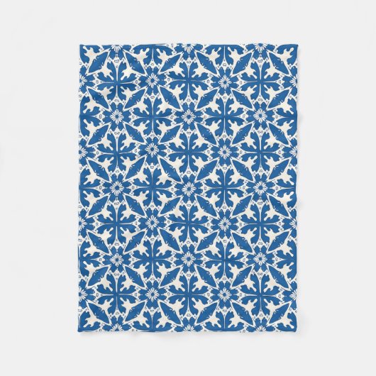 Boho Pattern in Blue – Elegant & Bold Fleecedecke (Vorderseite)