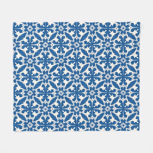 Boho Pattern in Blue – Elegant & Bold Fleecedecke (Vorderseite (Horizontal))