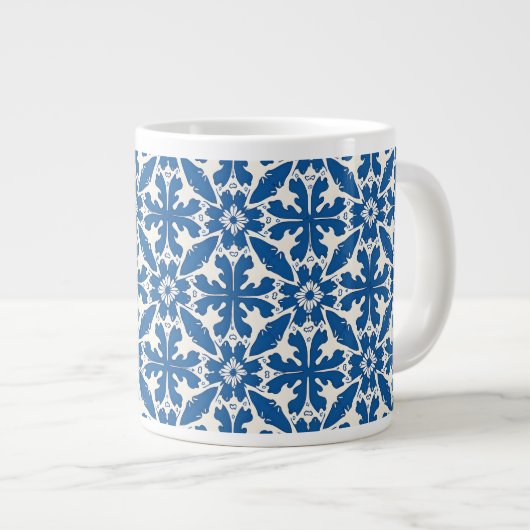 Boho Pattern in Blue – Elegant & Bold Jumbo-Tasse (Vorderseite Rechts)