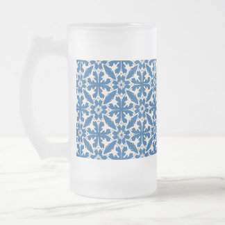 Boho Pattern in Blue – Elegant & Bold Mattglas Bierglas