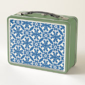 Boho Pattern in Blue – Elegant & Bold Metall Brotdose (Rückseite)