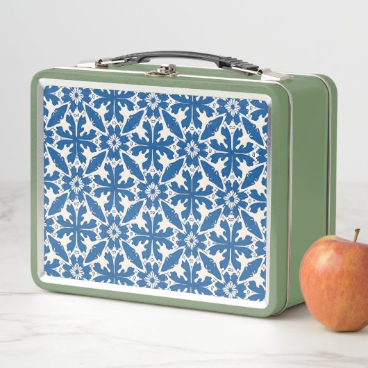 Boho Pattern in Blue – Elegant & Bold Metall Brotdose (Beispiel)