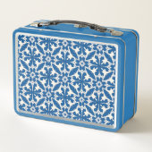 Boho Pattern in Blue – Elegant & Bold Metall Brotdose (Rückseite)