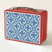 Boho Pattern in Blue – Elegant & Bold Metall Brotdose (Rückseite)