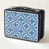 Boho Pattern in Blue – Elegant & Bold Metall Brotdose (Rückseite)