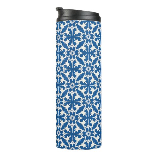 Boho Pattern in Blue – Elegant & Bold Thermosbecher (Nach rechts gedreht)