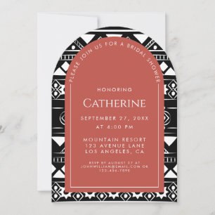 Boho Pattern Wedding Arch Coral Brautparty Einladung