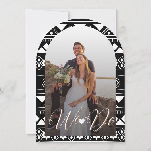 Boho Pattern Wedding Arch Coral Brautparty Einladung (Rückseite)