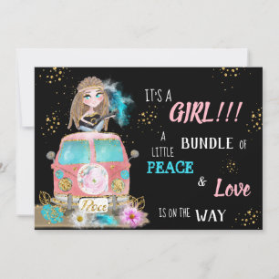 * Boho Peace & Liebe Hippie Baby GIRL Einladung