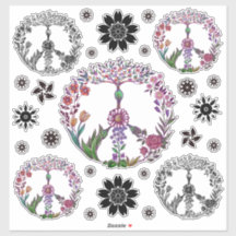 Boho Peace Sign Elegant Girly Cute Pretty Floral