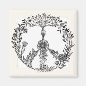 Boho Peace Sign Elegant Girly Cute Pretty Floral Magnet (Vorne)