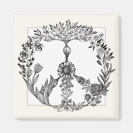 Boho Peace Sign Elegant Girly Cute Pretty Floral Magnet