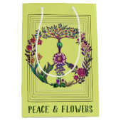 Boho Peace Sign Elegant Girly Cute Pretty Floral Mittlere Geschenktüte (Vorderseite)