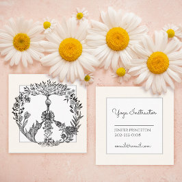 Boho Peace Sign Elegant Girly Cute Pretty Floral Quadratische Visitenkarte