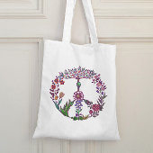 Boho Peace Sign Elegant Girly Cute Pretty Floral Tragetasche