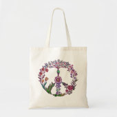Boho Peace Sign Elegant Girly Cute Pretty Floral Tragetasche (Vorne)