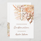 Boho Peach-Blume Bestätigung Einladung (Vorne/Hinten)