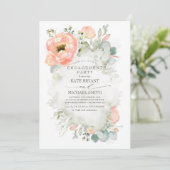 Boho Peach Blume Elegante Garden Engagement Party Einladung (Stehend Vorderseite)