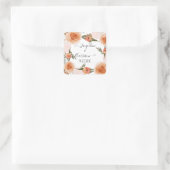 BOHO Peach Blush Blumenrost Grüne Wasserfarbe Quadratischer Aufkleber (Tasche)