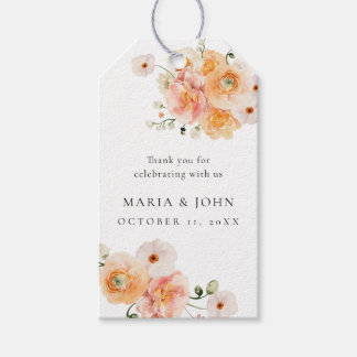 Boho Peach & Blush Floral Wedding Gift Tags Geschenkanhänger