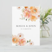 Boho Peach & Blush Floral Wedding Save the Date Einladung (Stehend Vorderseite)