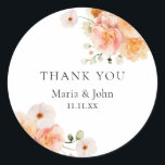 Boho Peach & Blush Floral Wedding Stickers<br><div class="desc">Add a beautiful finishing touch to your wedding stationery with these Boho Peach and Blush Floral Round Wedding Stickers, featuring soft watercolor flowers in romantic peach and blush tones. Designed in a relaxed boho style, these stickers include a “Thank You” message from the couple and can be fully edited to...</div>