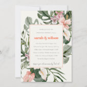 Boho Peach Blush Tropical Probe Dinner Einladung (Vorderseite)