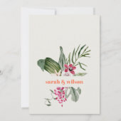 Boho Peach Blush Tropical Probe Dinner Einladung (Rückseite)
