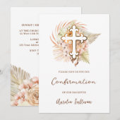 Boho Peach Bouquet Bestätigung Einladung (Vorne/Hinten)