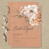Boho Peach & Cream Floral Rust Bridal Brunch Einladung