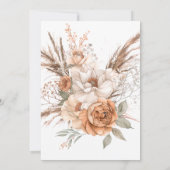 Boho Peach & Cream Floral White Brautparty Einladung (Rückseite)