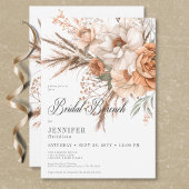 Boho Peach & Cream Floral White Bridal Brunch Einladung
