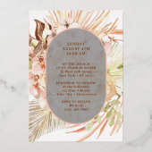 Boho Peach Floral Bouquet Taufen Einladung (Rückseite)