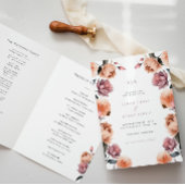 Boho Peach Floral Garden Wedding Folding Programm