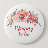 Boho Peach Floral Mommy zu 4" Button (Vorderseite)