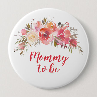 Boho Peach Floral Mommy zu 4" Button