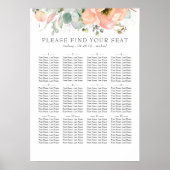 Boho Peach Floral Wedding Chart Poster (Vorne)