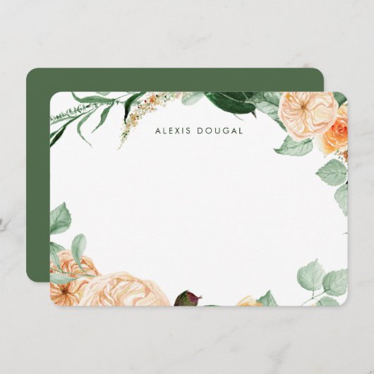 Boho Peach Greenerenera Personalisiert Stationery Mitteilungskarte (Vorne/Hinten)
