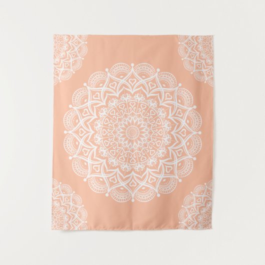 Boho Peach Mandala Wandteppich (Vorderseite)