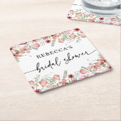 Boho Peach Pink Wildblumen Brautparty Rechteckiger Pappuntersetzer (angewinkelt)