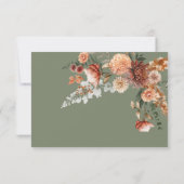Boho Peach & Rust Blumengeschenk Grünes Abendessen RSVP Karte (Rückseite)