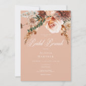 Boho Peach & Rust Blumenpfirsich Blush Bridal Brun Einladung (Vorderseite)