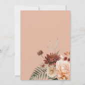 Boho Peach & Rust Blumenpfirsich Blush Bridal Brun Einladung (Rückseite)