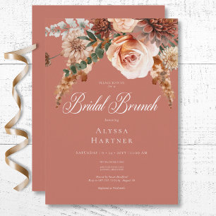 Boho Peach & Rust Blumenrost Bridal Brunch Einladung